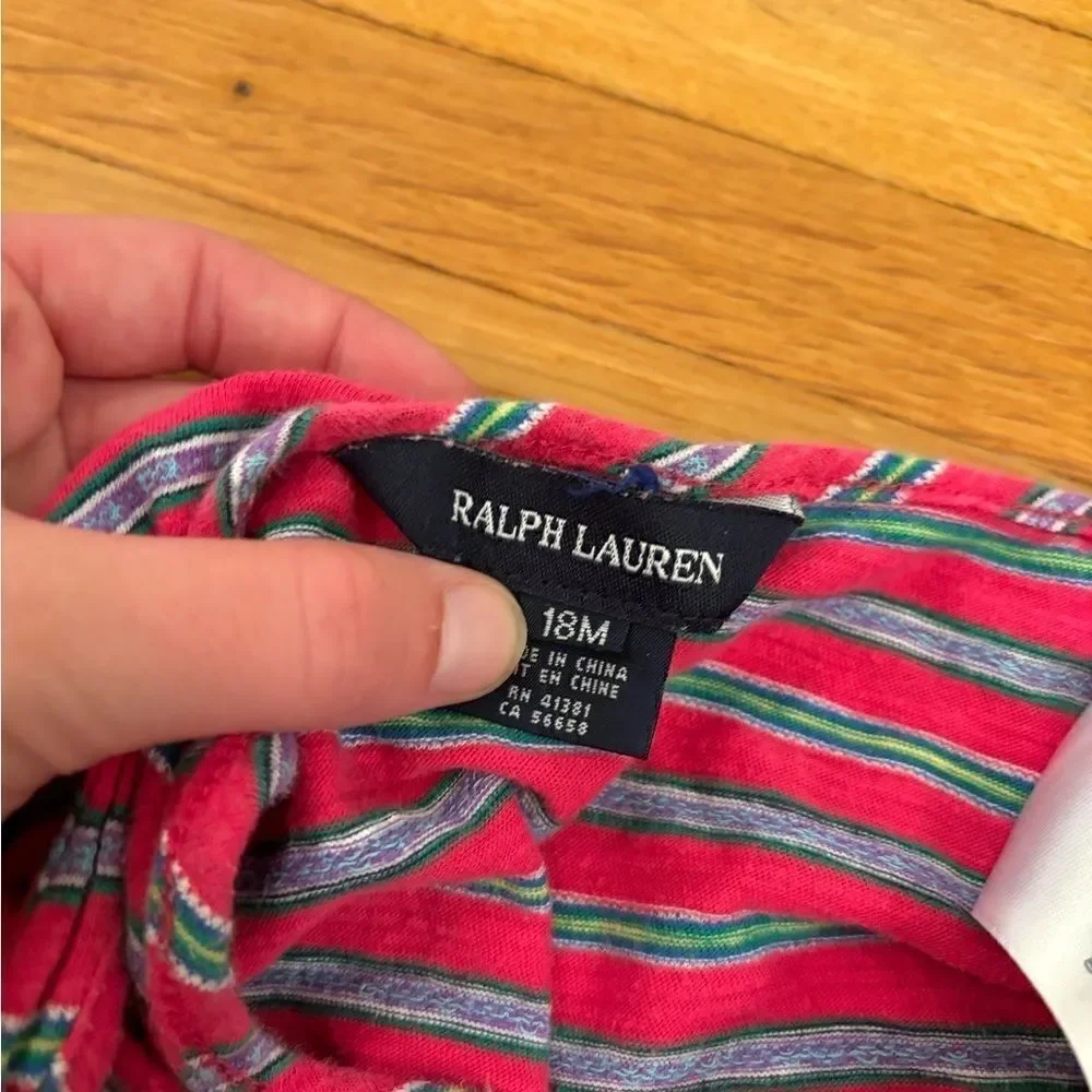 Ralph Lauren pink stripe sleeveless romper